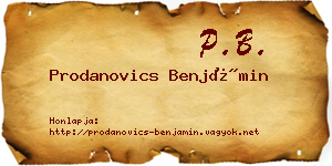 Prodanovics Benjámin névjegykártya