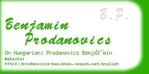benjamin prodanovics business card